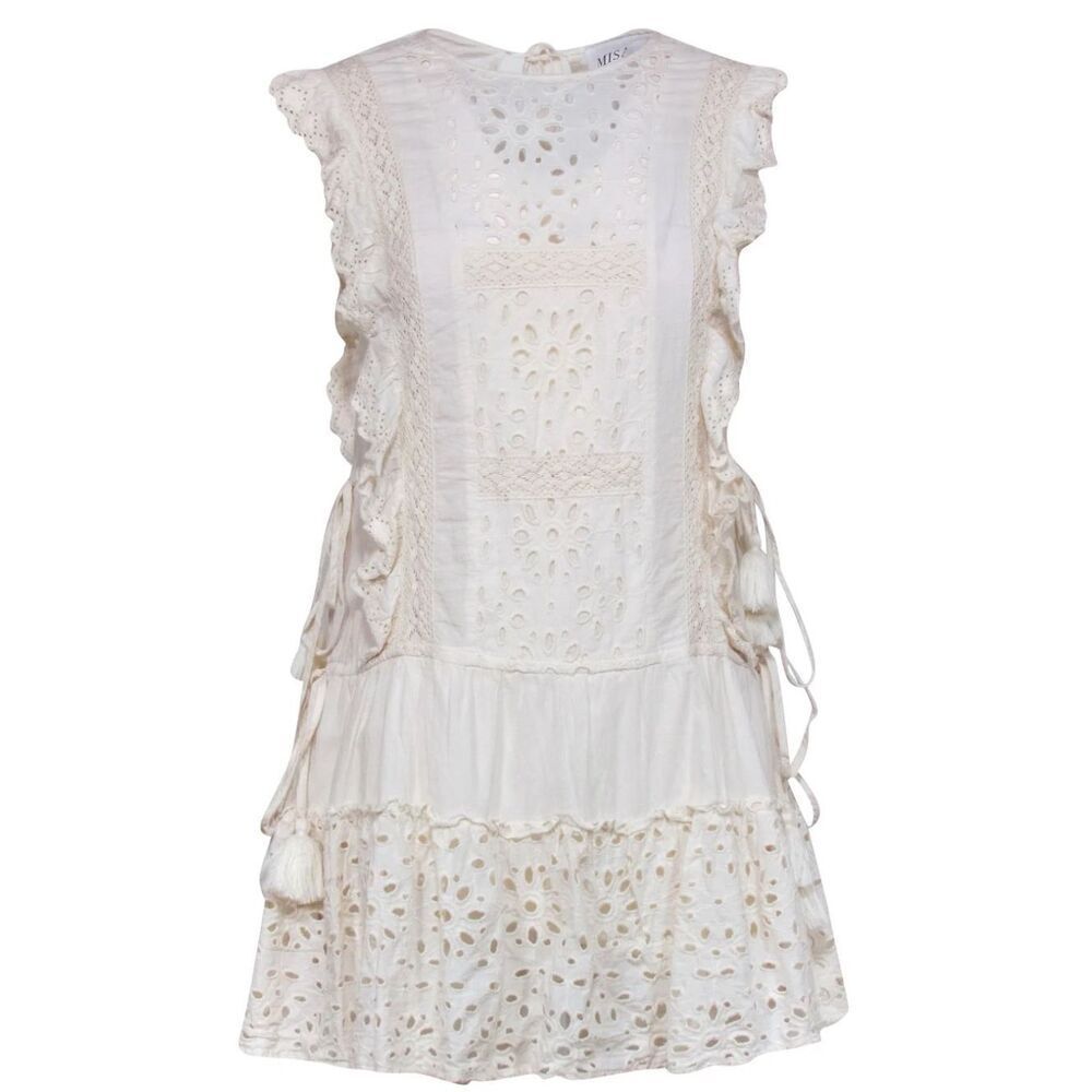 NWOT MISA Los Angeles Cream Cap Sleeve Eyelet Dress